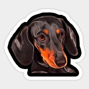 Natural Ear Cute Sad Doberman Puppy Watercolor Painting Sticker